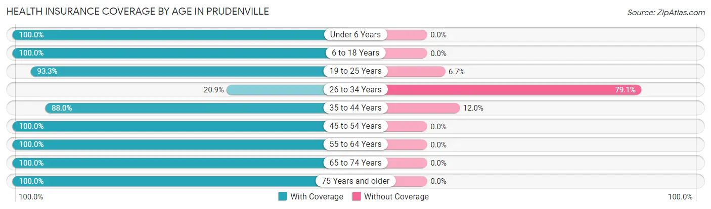 Health Insurance Coverage by Age in Prudenville