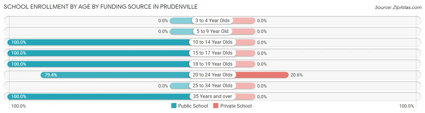 School Enrollment by Age by Funding Source in Prudenville