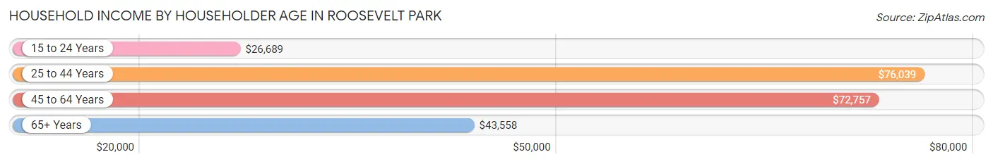 Household Income by Householder Age in Roosevelt Park