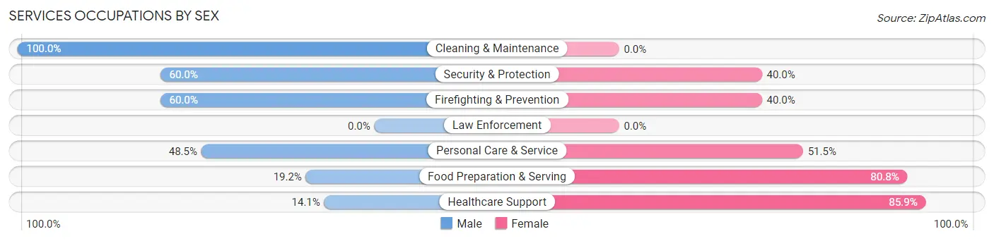 Services Occupations by Sex in Roosevelt Park