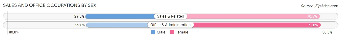 Sales and Office Occupations by Sex in Saginaw