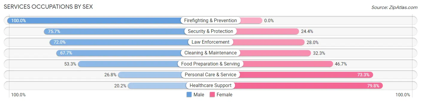 Services Occupations by Sex in Sault Ste Marie