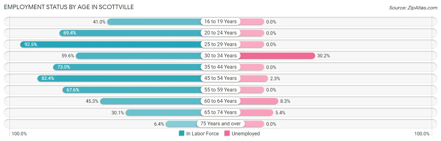 Employment Status by Age in Scottville