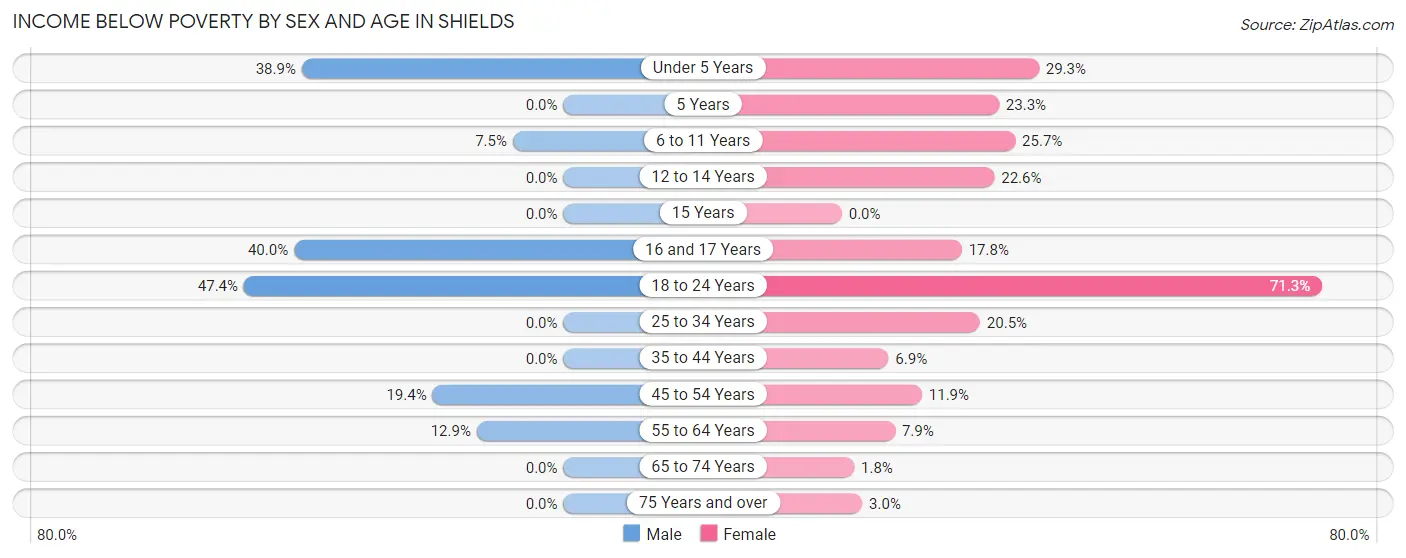 Income Below Poverty by Sex and Age in Shields