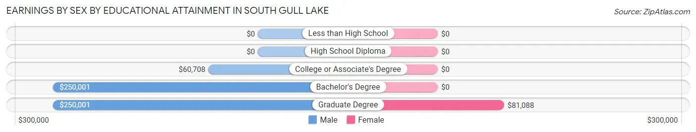 Earnings by Sex by Educational Attainment in South Gull Lake