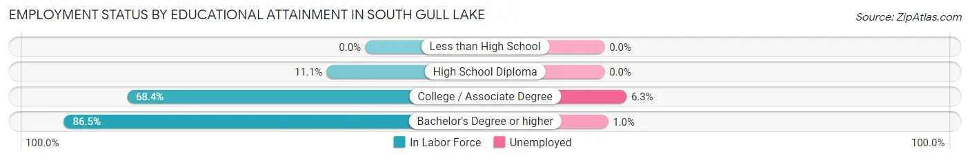 Employment Status by Educational Attainment in South Gull Lake