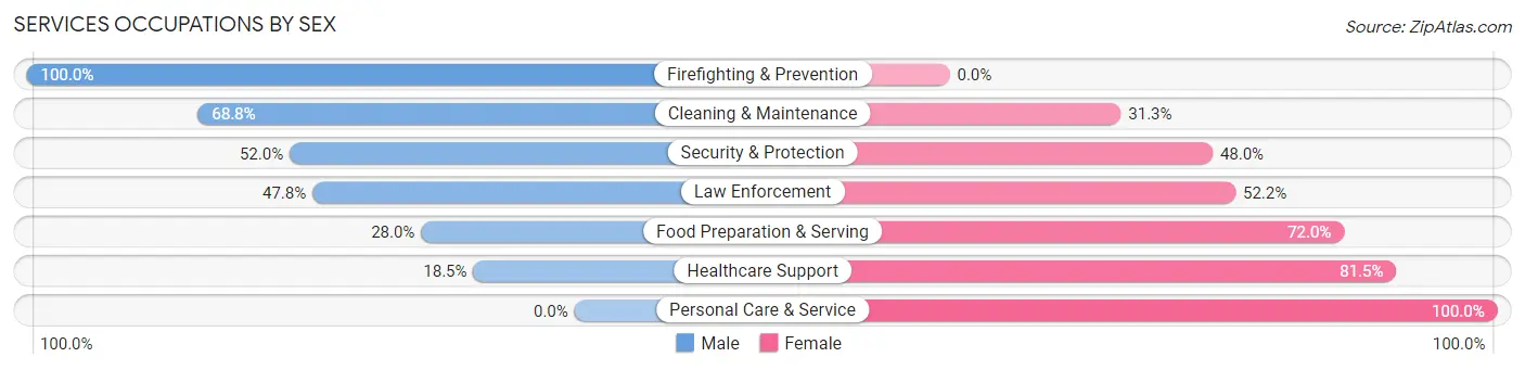Services Occupations by Sex in Standish