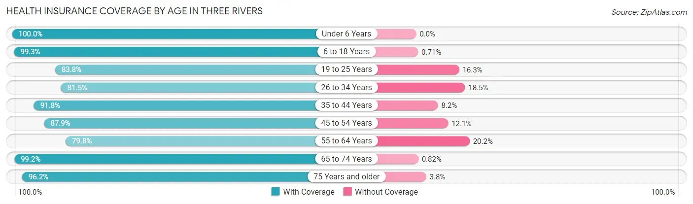 Health Insurance Coverage by Age in Three Rivers