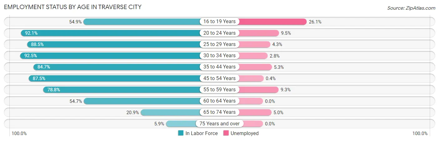 Employment Status by Age in Traverse City