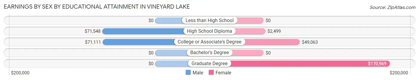 Earnings by Sex by Educational Attainment in Vineyard Lake