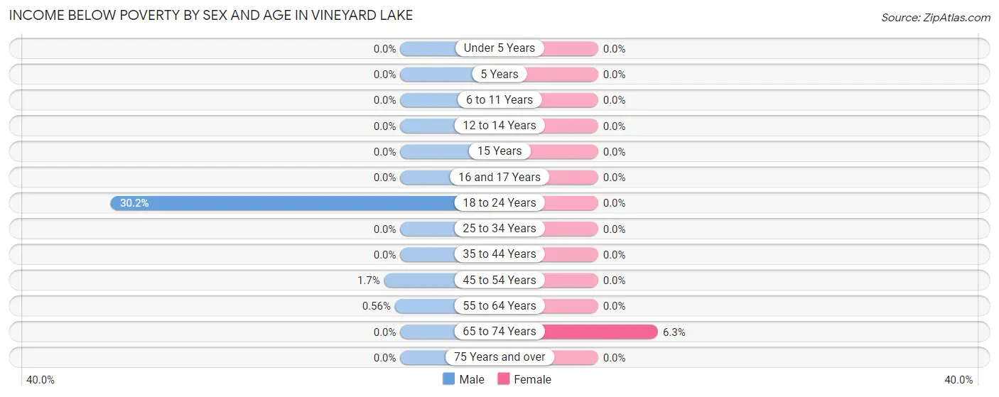 Income Below Poverty by Sex and Age in Vineyard Lake