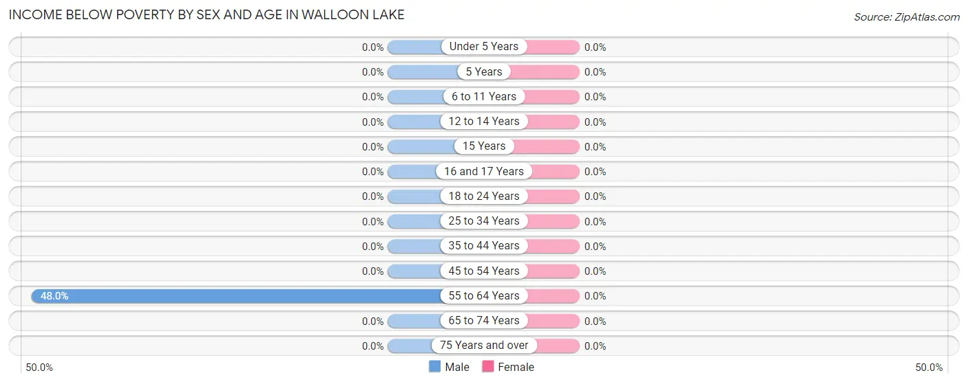 Income Below Poverty by Sex and Age in Walloon Lake