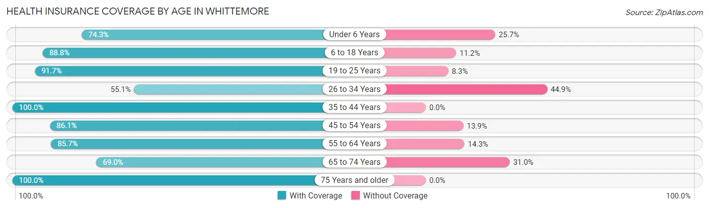 Health Insurance Coverage by Age in Whittemore