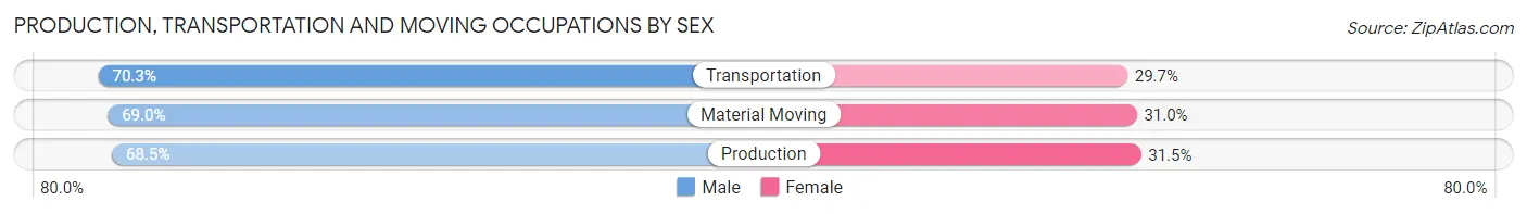 Production, Transportation and Moving Occupations by Sex in Wolverine Lake