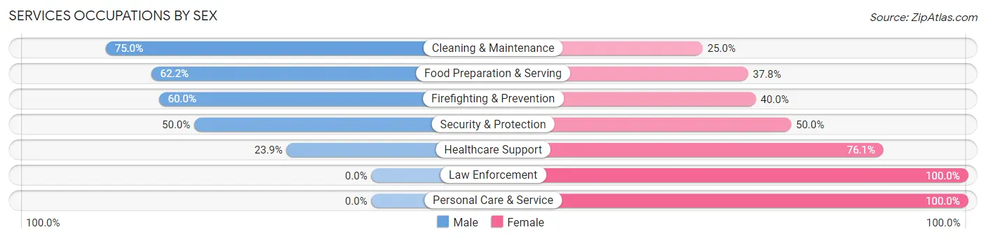 Services Occupations by Sex in Zilwaukee