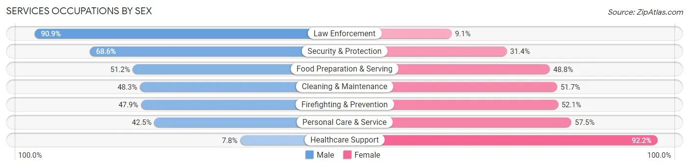 Services Occupations by Sex in Anoka