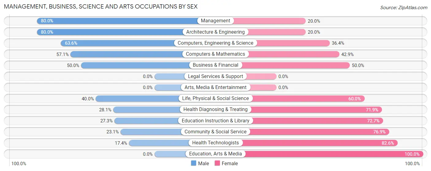 Management, Business, Science and Arts Occupations by Sex in Babbitt