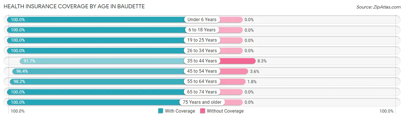 Health Insurance Coverage by Age in Baudette