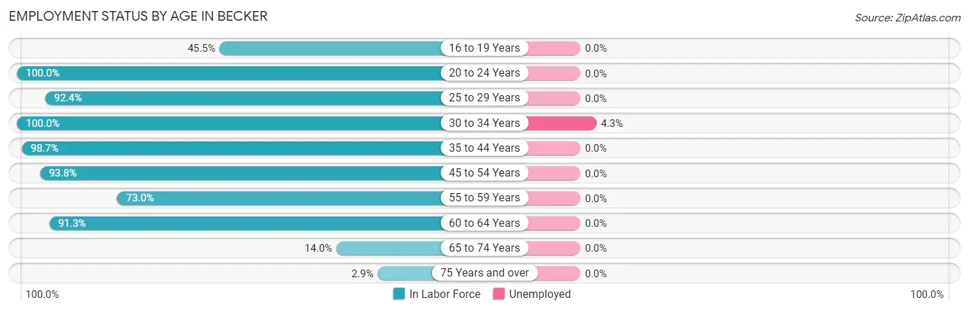Employment Status by Age in Becker