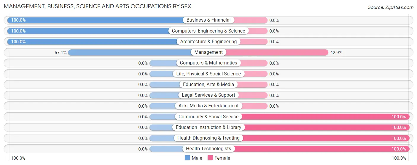 Management, Business, Science and Arts Occupations by Sex in Bellechester