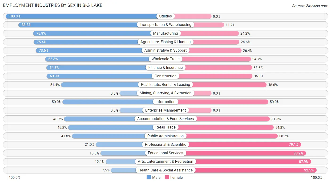 Employment Industries by Sex in Big Lake