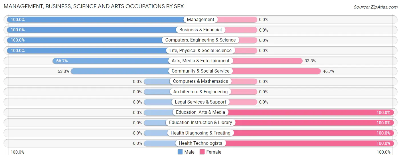 Management, Business, Science and Arts Occupations by Sex in Bigelow