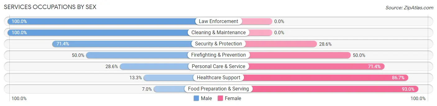 Services Occupations by Sex in Birchwood Village