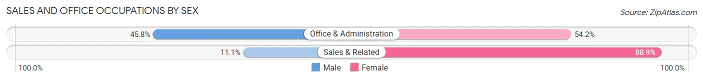 Sales and Office Occupations by Sex in Biwabik