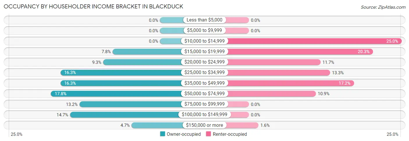 Occupancy by Householder Income Bracket in Blackduck