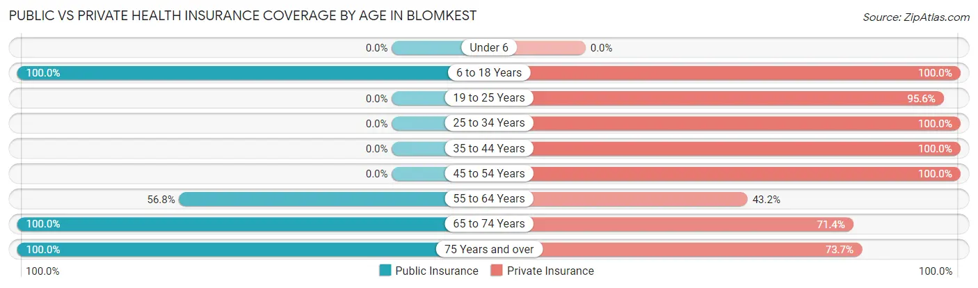 Public vs Private Health Insurance Coverage by Age in Blomkest