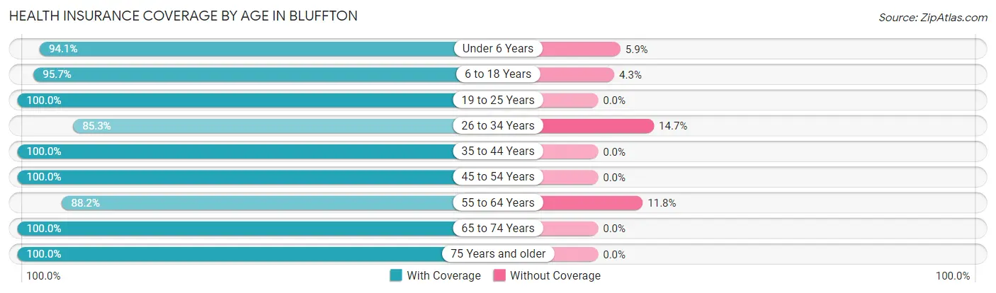 Health Insurance Coverage by Age in Bluffton