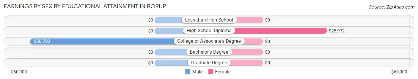 Earnings by Sex by Educational Attainment in Borup