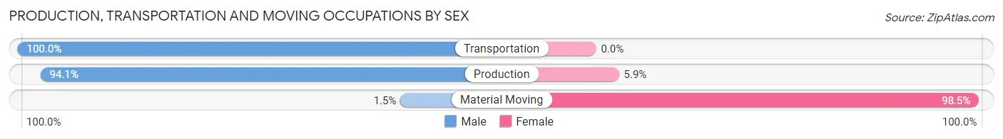 Production, Transportation and Moving Occupations by Sex in Brandon