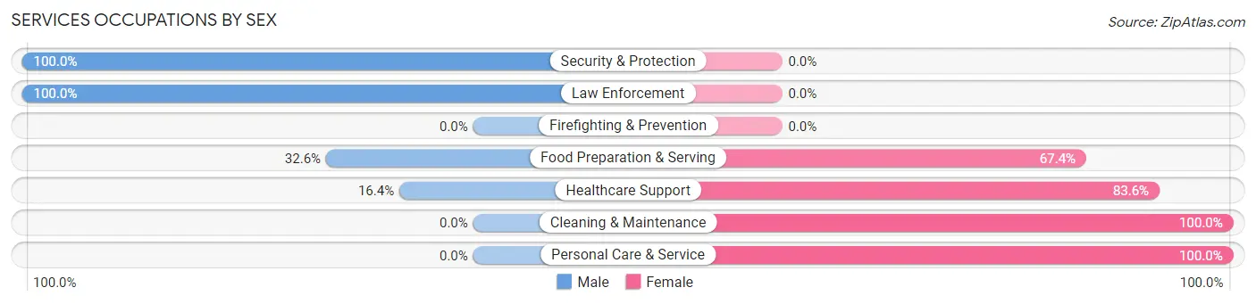 Services Occupations by Sex in Breezy Point