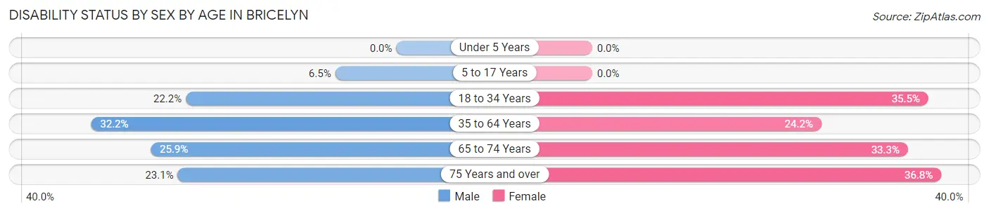Disability Status by Sex by Age in Bricelyn