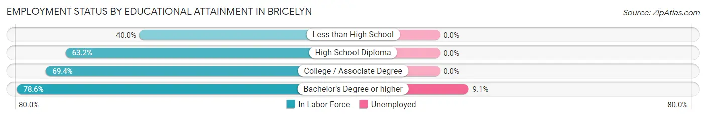 Employment Status by Educational Attainment in Bricelyn