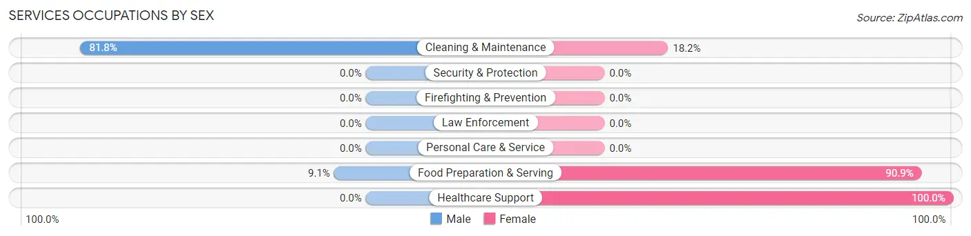 Services Occupations by Sex in Bricelyn