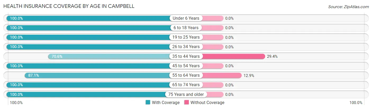 Health Insurance Coverage by Age in Campbell