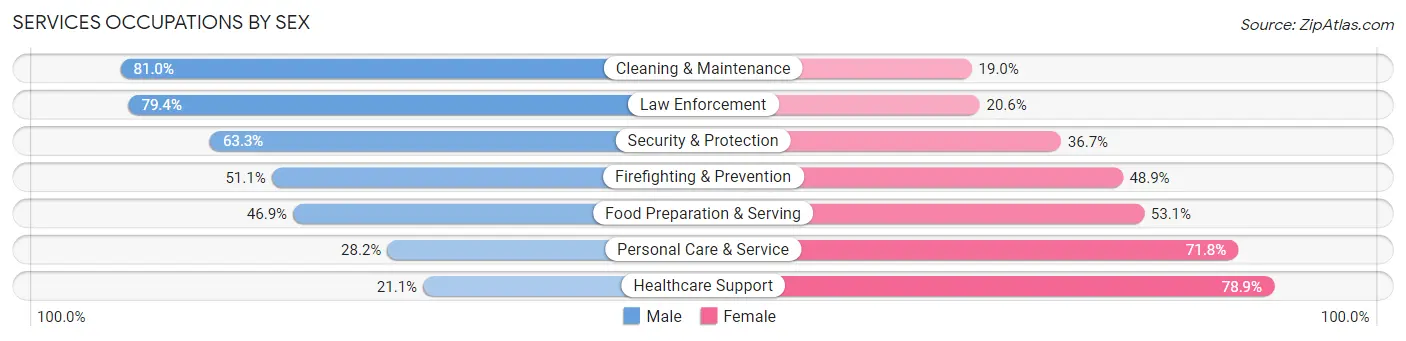 Services Occupations by Sex in Champlin