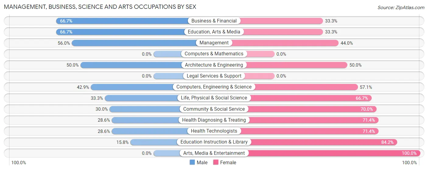 Management, Business, Science and Arts Occupations by Sex in Chokio
