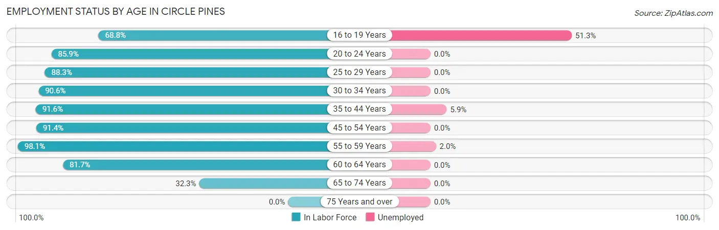 Employment Status by Age in Circle Pines