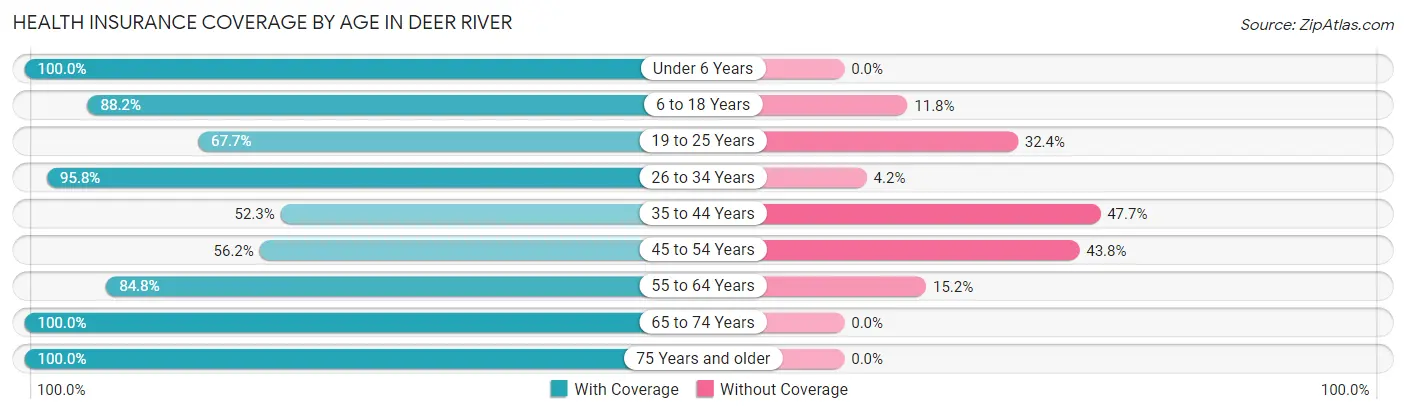 Health Insurance Coverage by Age in Deer River