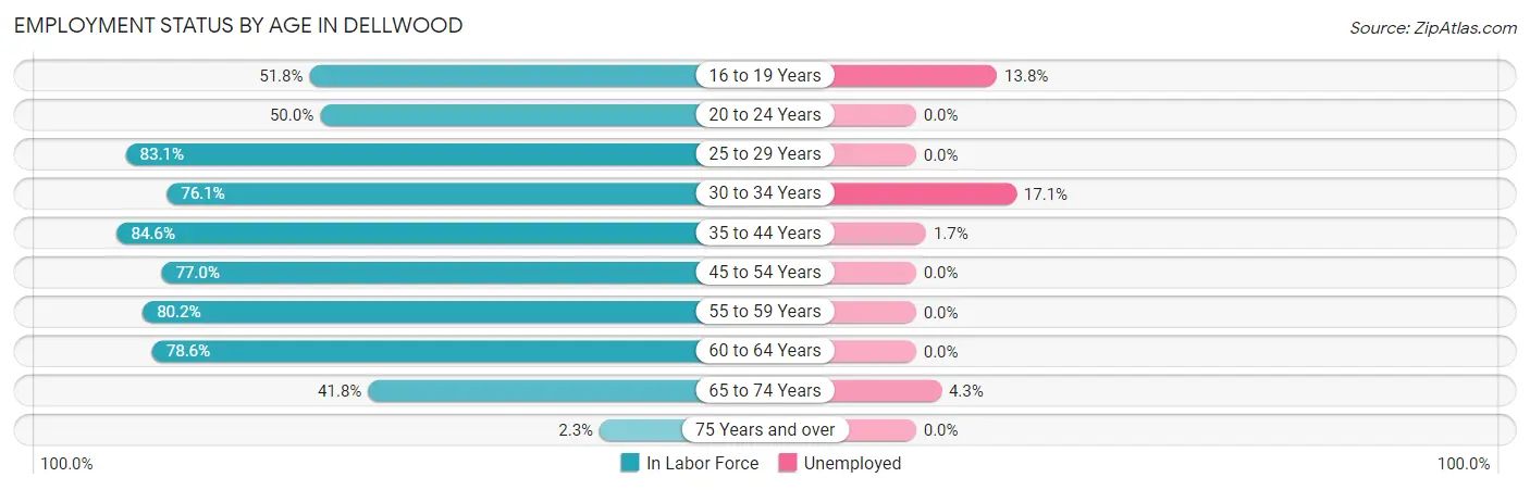 Employment Status by Age in Dellwood