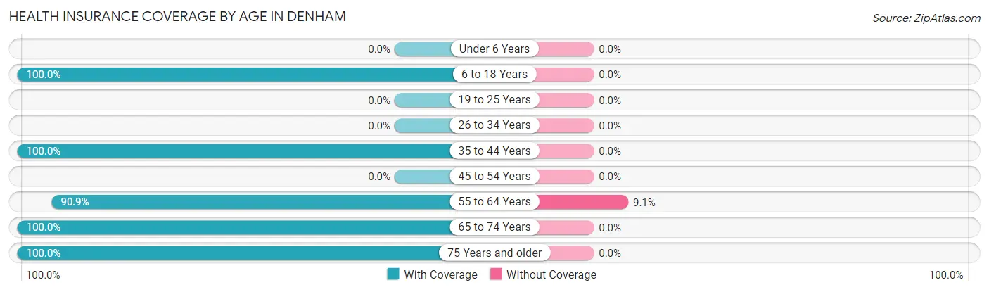 Health Insurance Coverage by Age in Denham