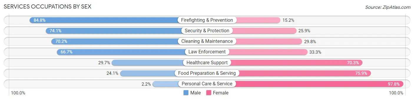 Services Occupations by Sex in Elk River