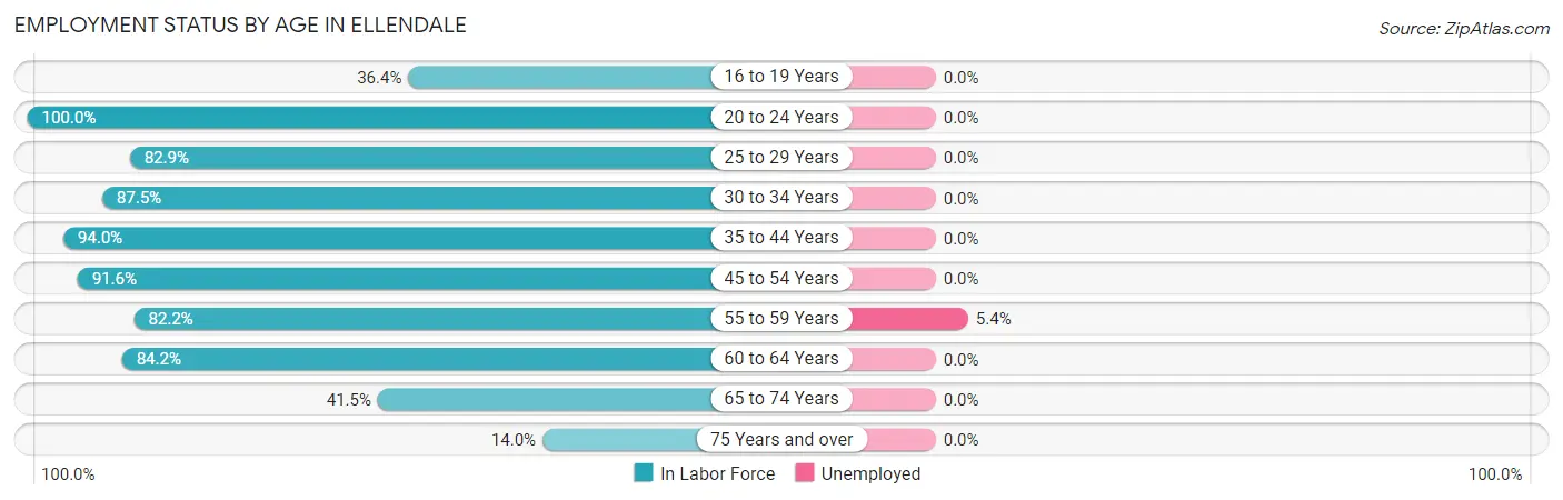 Employment Status by Age in Ellendale