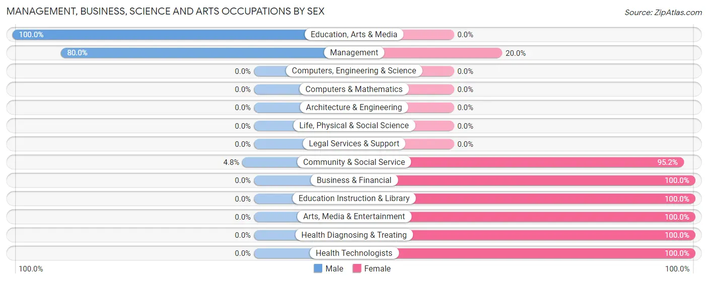 Management, Business, Science and Arts Occupations by Sex in Elmdale