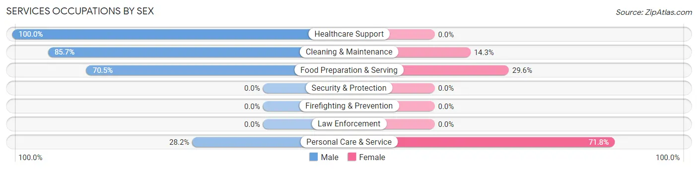 Services Occupations by Sex in Ely