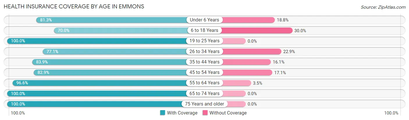 Health Insurance Coverage by Age in Emmons