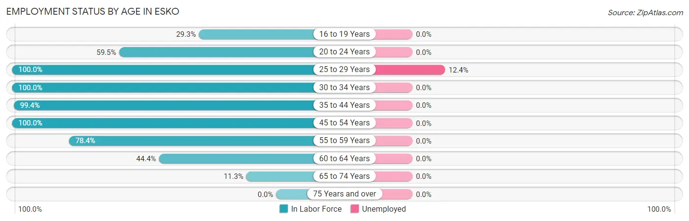 Employment Status by Age in Esko